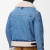 Chaqueta tipo camionero de denim y piel de oveja