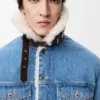 Chaqueta tipo camionero de denim y piel de oveja