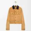 Chaqueta tipo «trucker» de piel de cabra de ante