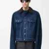 Chaqueta tipo «trucker» de piel de cabra de ante