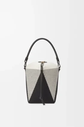 Cubo «Treasure Bako» en jacquard de lona y piel de becerro