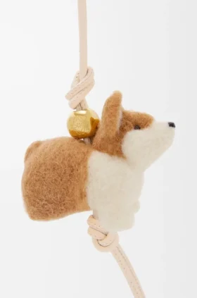 Dije «Corgi» de fieltro y piel de becerro