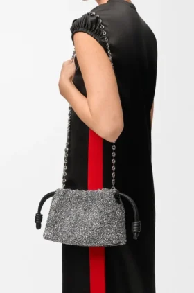 Flamenco Purse mini con abalorios y piel de cordero napa