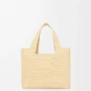 Font Tote pequeño con tipografía Loewe en rafia