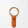 Jarrón Woven nest de piel de ternera y bambú