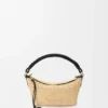 Minibolso Cala de piel de becerro clásica y rafia