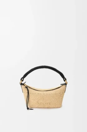 Minibolso Cala de piel de becerro clásica y rafia