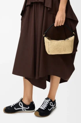 Minibolso Cala de piel de becerro clásica y rafia