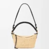 Minibolso Cala de piel de becerro clásica y rafia
