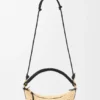 Minibolso Cala de piel de becerro clásica y rafia