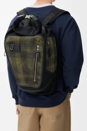 Mochila Flex con cierre enrollable en lona y ante cepillado