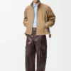 Pantalones cargo de piel de cordero napa y algodón