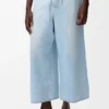 Pantalones con cordón de ajuste en denim