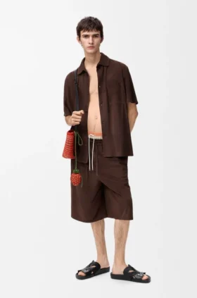 Pantalones cortos con cordón de ante de piel de cabra