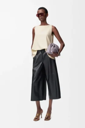 Pantalones cortos de piel de cordero napa