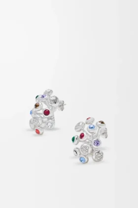 Pendientes de alfiler en plata de ley y cristales