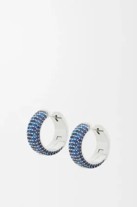 Pendientes de aro con pavé de plata de ley y cristales