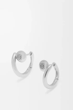 Pendientes de aro mini «Pebble» de Anagram en plata de ley