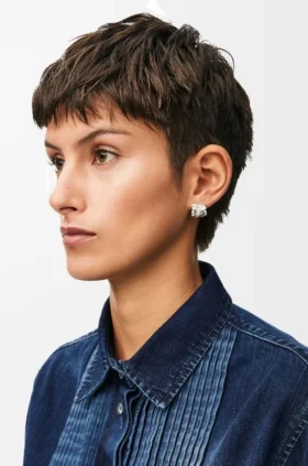 Pendientes de aro pequeños «Nest» en plata de ley y esmalte