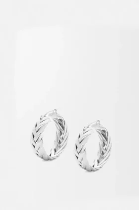 Pendientes de aro trenzados en plata de ley