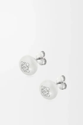 Pendientes de botón «Anagram Pebble» en plata de ley