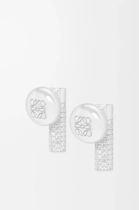 Pendientes de tachuelas «Pebble» en plata de ley y cristales
