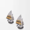 Pendientes «Feather» en plata de ley y cristales