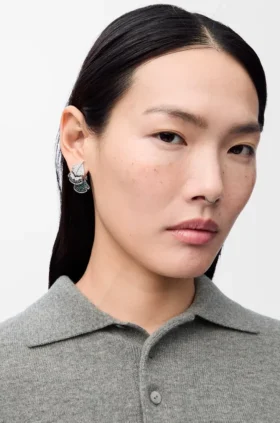 Pendientes «Feather» en plata de ley y cristales