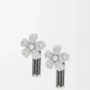Pendientes Flor de plata de ley y cristales