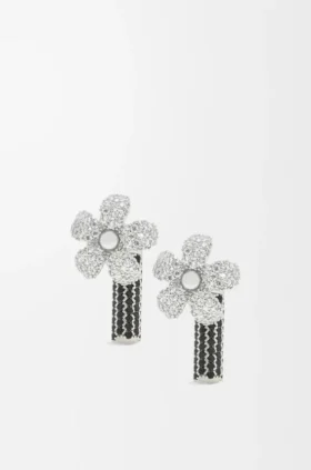 Pendientes Flor de plata de ley y cristales