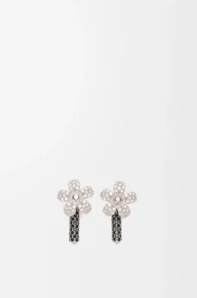 Pendientes Flor de plata de ley y cristales