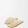 Sandalia tipo «slide» «Petal Anagram» de ante adornada con strass