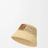 Sombrero de rafia y piel de becerro con el logotipo Anagram