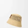 Sombrero de rafia y piel de becerro con el logotipo Anagram