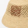 Sombrero de rafia y piel de becerro con el logotipo Anagram