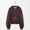 Sudadera con capucha «Flamenco» de piel de cordero napa