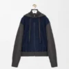 Sudadera con capucha híbrida con cremallera, de ante de cabra y mezcla de lana