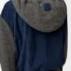 Sudadera con capucha híbrida con cremallera, de ante de cabra y mezcla de lana