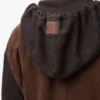 Sudadera con capucha híbrida con cremallera, de ante de cabra y mezcla de lana