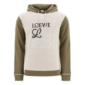 Sudadera con capucha y cordón bordada de loewe para hombre, color caqui, H526341X94-3962