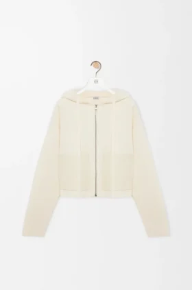 Sudadera con capucha y cremallera de lana