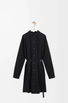 Vestido de camisa de seda y algodón