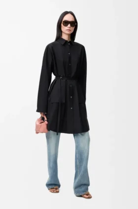Vestido de camisa de seda y algodón