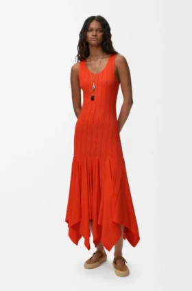 Vestido sin tirantes de algodón