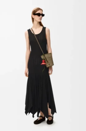Vestido sin tirantes de algodón