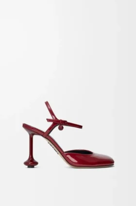 Zapatos de salón con correa al tobillo «Toy Pump» en piel de cordero charol suave