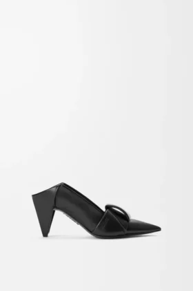 Zapatos de tacón con solapa trasera tipo origami en piel de cordero